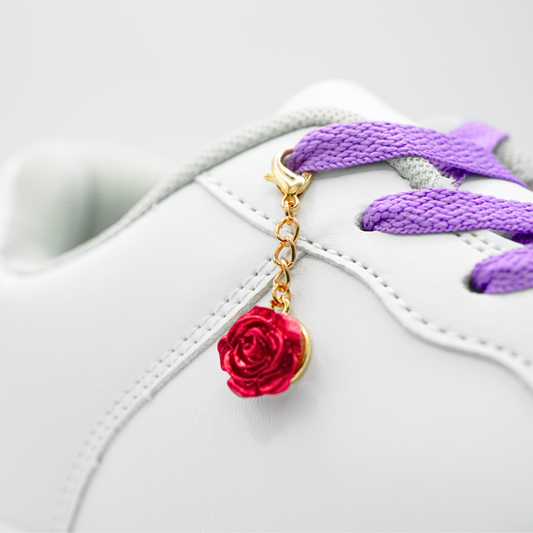 Shoe Charm Red Rose Rose Gold