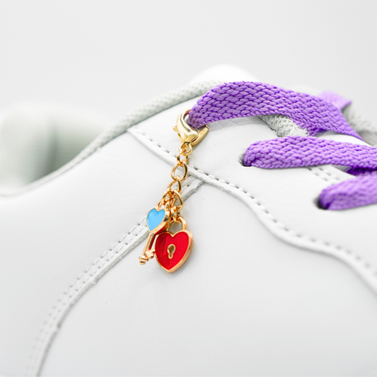 Shoe charm heart lock with key 1 piece