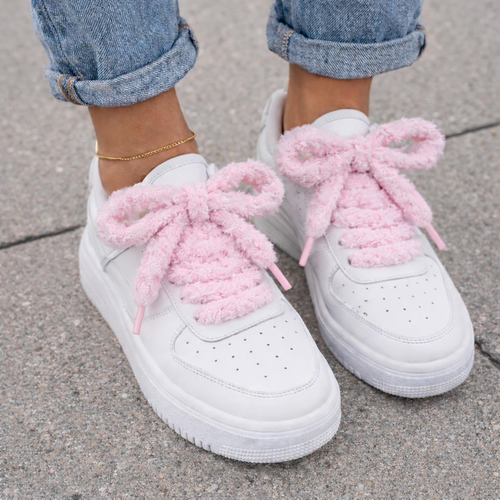 Fluffy flauschige Schnürsenkel 1.7cm dick Rosa / Pink Sneaker 140cm