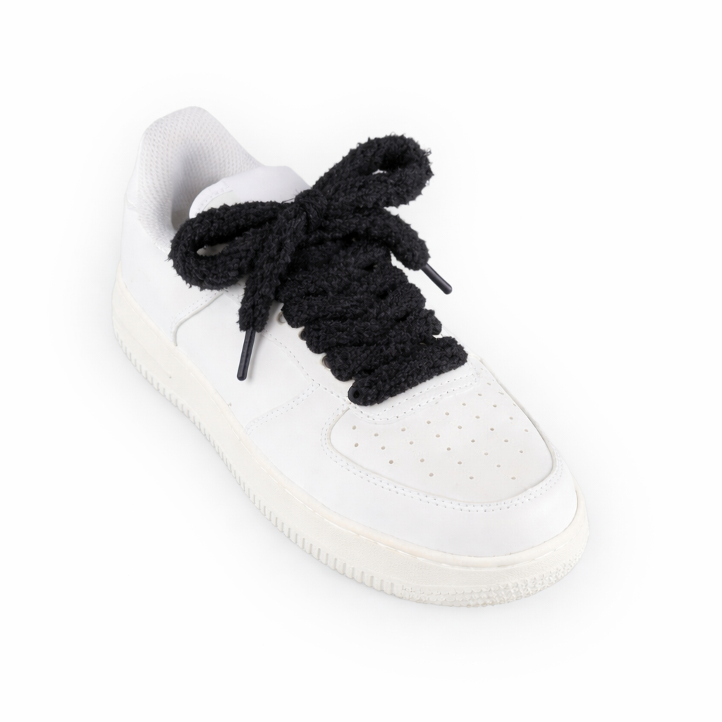 Fluffy flauschige Schnürsenkel 1.7cm dick Schwarz Sneaker 140cm
