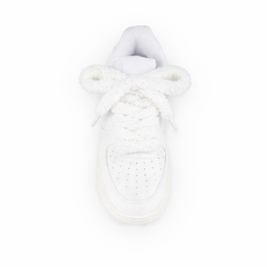 Fluffy flauschige Schnürsenkel 1.7cm dick Weiss Sneaker 140cm