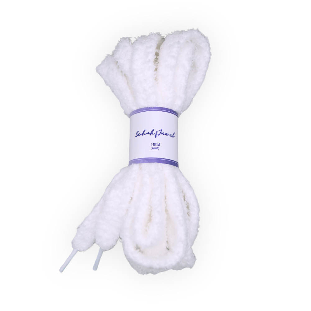 Fluffy flauschige Schnürsenkel 1.7cm dick Weiss Sneaker 140cm