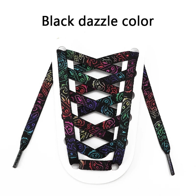 Schnürsenkel Schwarz Bandana glänzend farbig 1 Paar