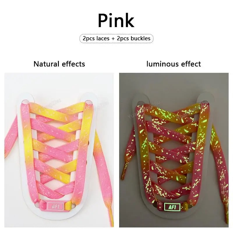 Schnürsenkel + AF1 Tag Pink Flecken leuchten im Dunkeln 1 Paar 140cm
