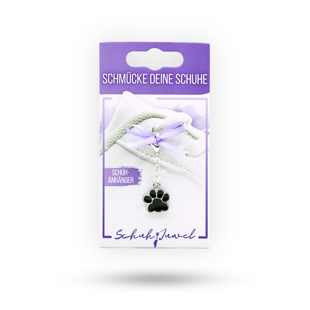 Shoe Charm Paw Black Silver