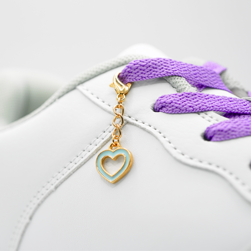 Shoe Charm Blue Heart Rose Gold