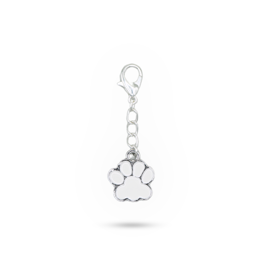 Shoe Charm Paw White Silver