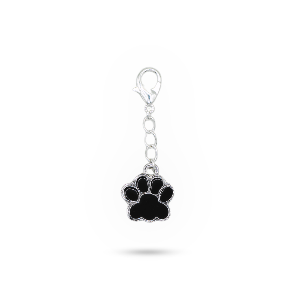 Shoe Charm Paw Black Silver