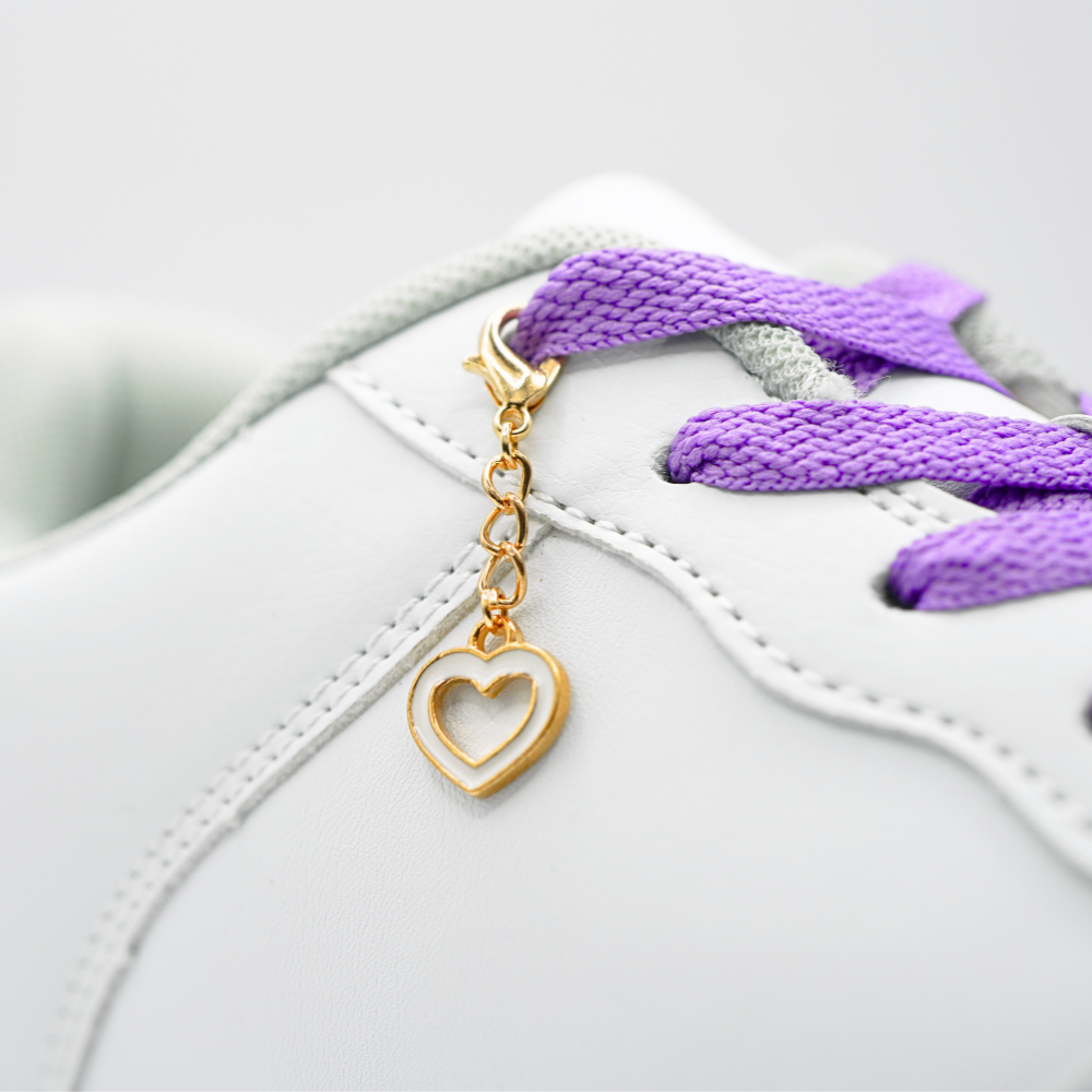 Shoe Charm White Heart Rose Gold