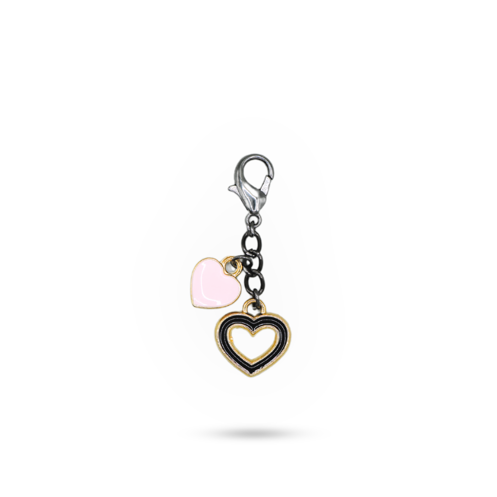 Shoe charm hearts black and pink 1 piece