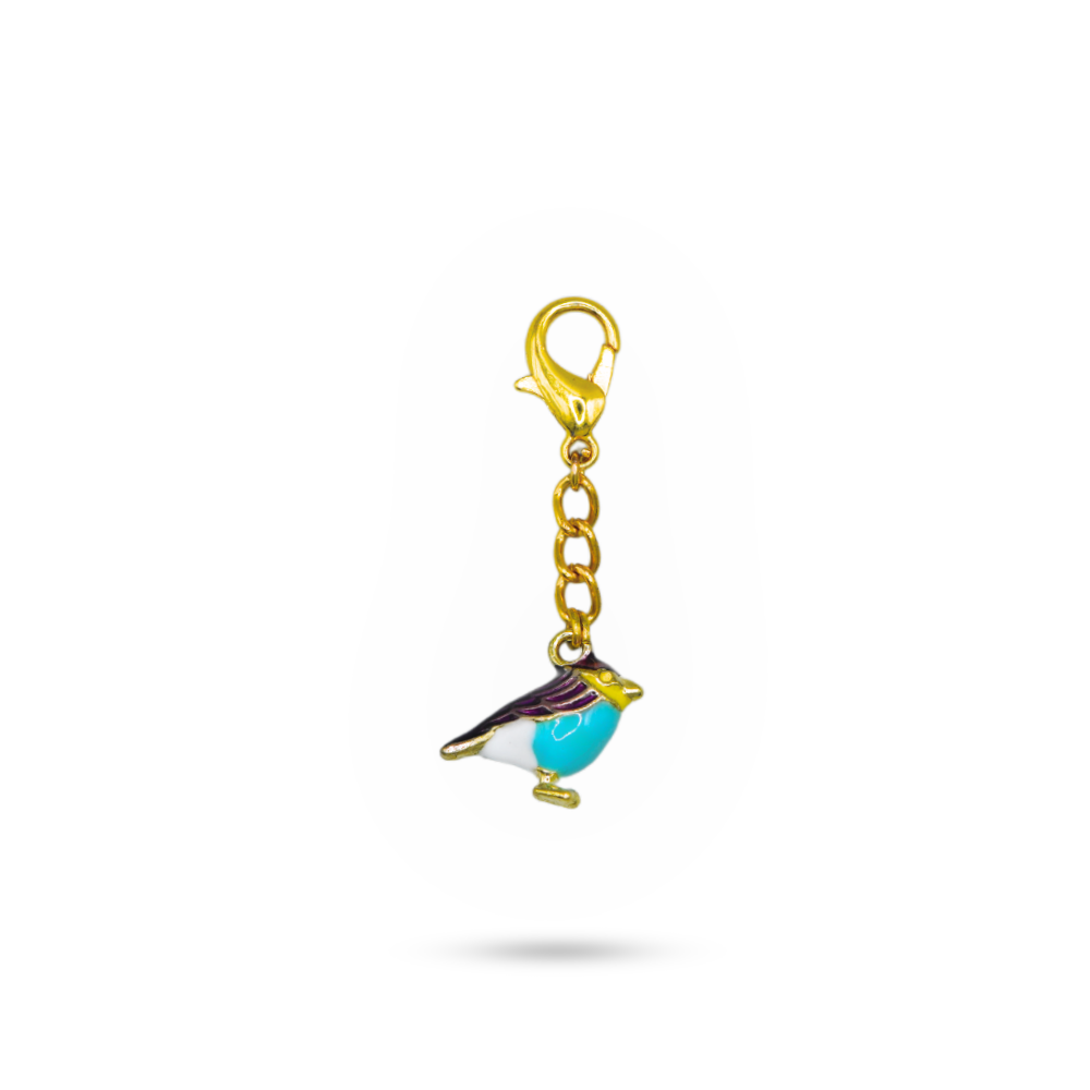 Shoe Charm Colorful Bird Gold