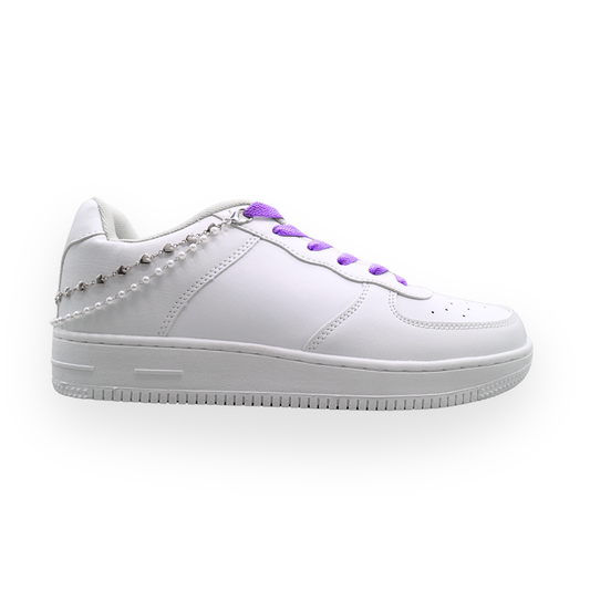 Schuhkette Perlen und Herzen  – Silbern | 1 Stk.