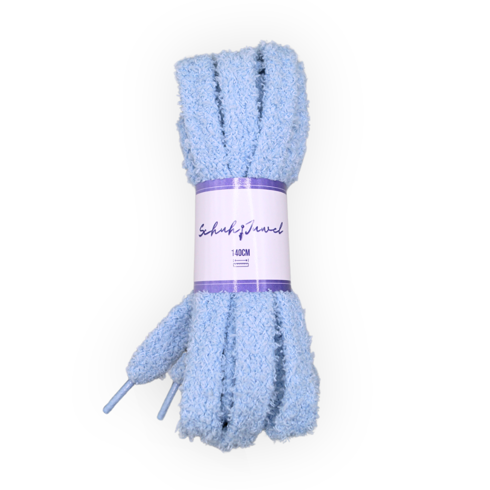 Fluffy flauschige Schnürsenkel 1.7cm dick hellblau Sneaker 140cm