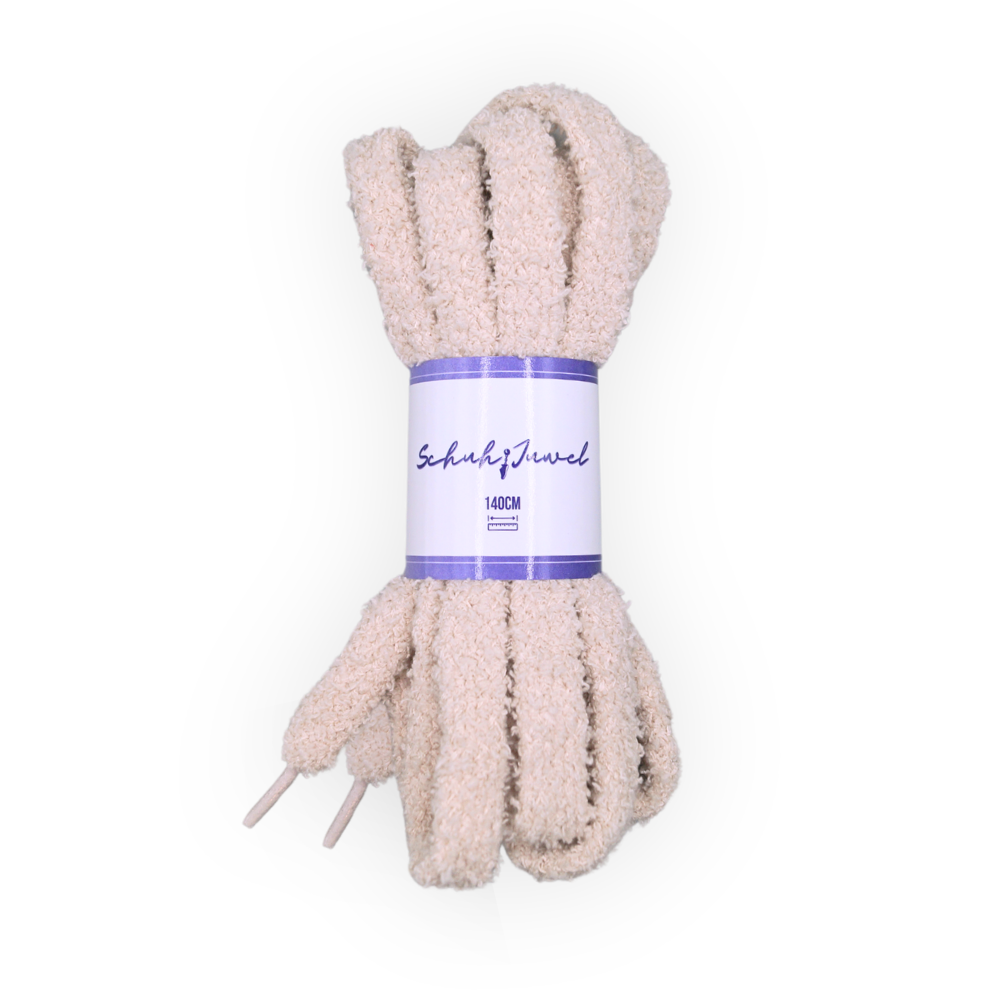 Fluffy flauschige Schnürsenkel 1.7cm dick Beige Sneaker 140cm
