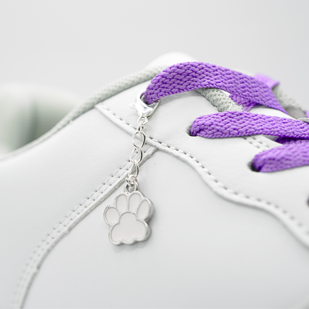 Shoe Charm Paw White Silver