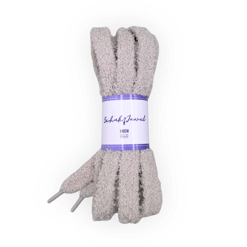 Fluffy flauschige Schnürsenkel 1.7cm dick Grau Sneaker 140cm