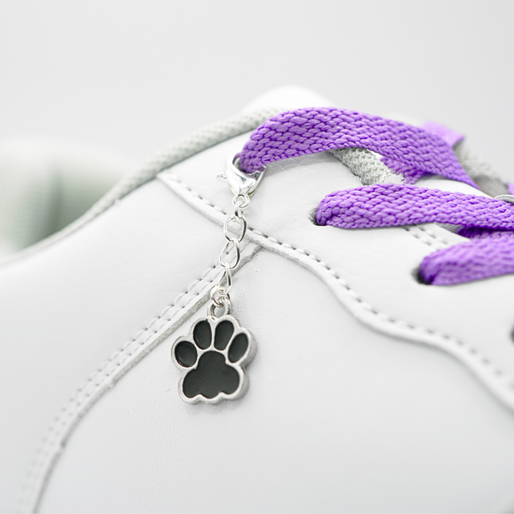 Shoe Charm Paw Black Silver