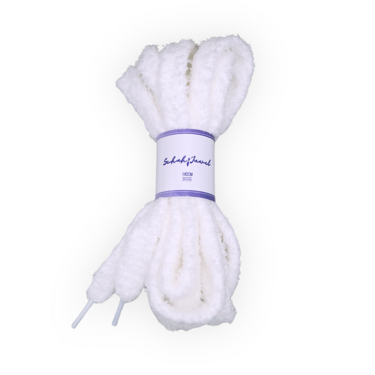 Fluffy flauschige Schnürsenkel 1.7cm dick Weiss Sneaker 140cm