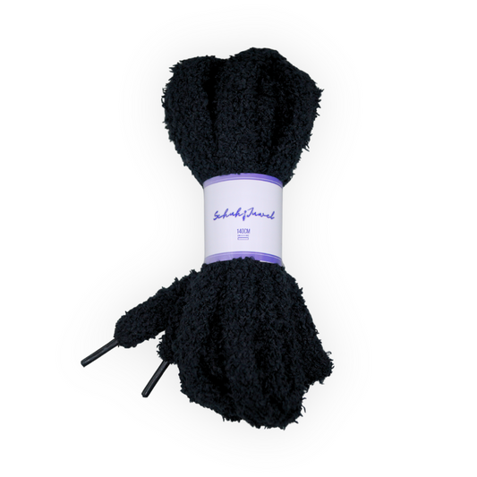 Fluffy flauschige Schnürsenkel 1.7cm dick Schwarz Sneaker 140cm