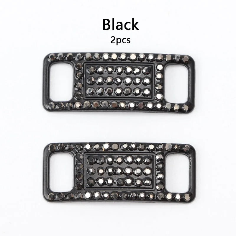 Shoe buckle black diamond metal 2 pieces