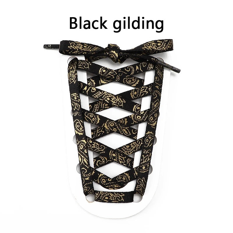 Shoelaces Black Bandana shiny Gold 1 pair