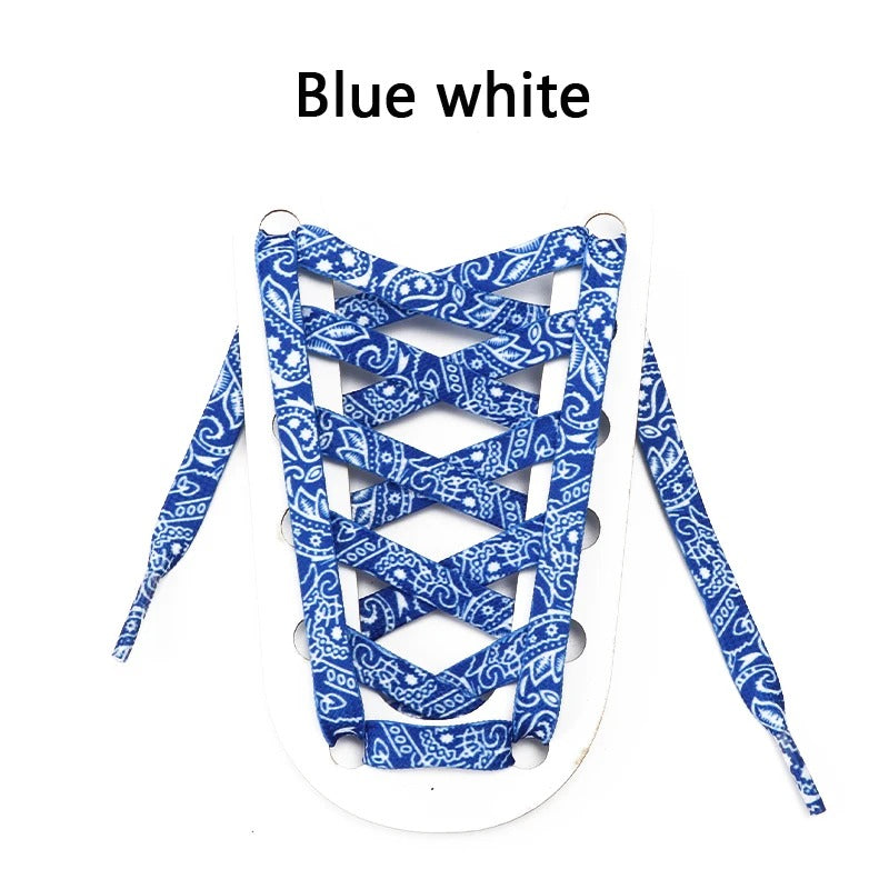 Shoelaces Blue White Bandana 1 Pair