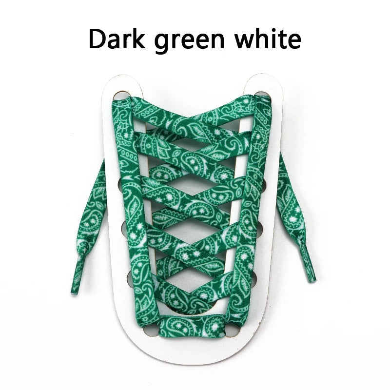 Shoelaces Green White Bandana 1 Pair