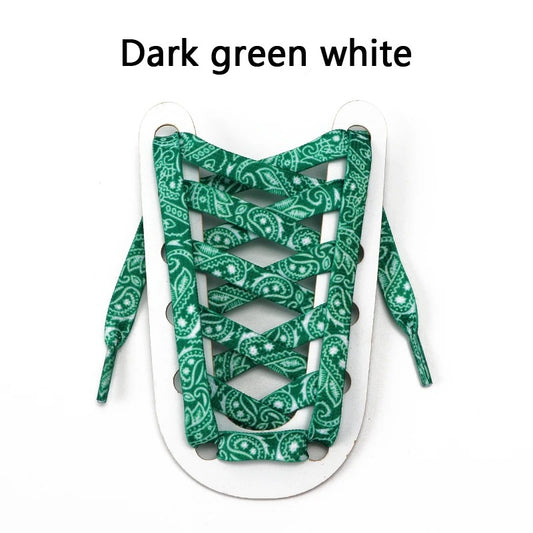 Shoelaces Green White Bandana 1 Pair