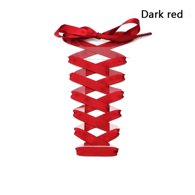 Satin shoelaces dark red 1 pair