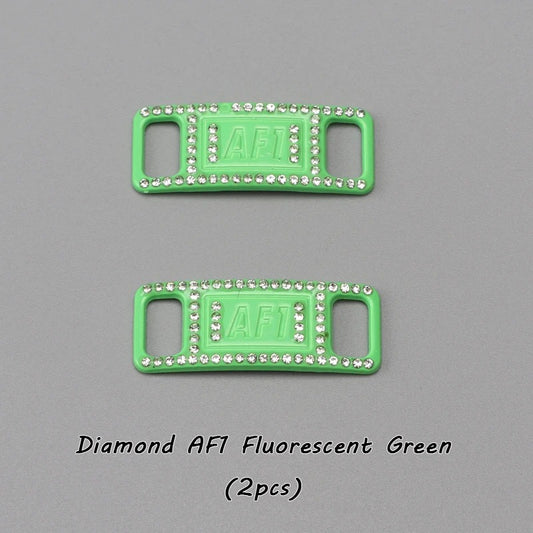 AF1 shoe buckle neon green diamond metal 2 pieces