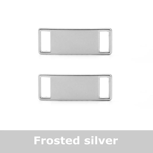 Shoe buckle matte silver metal 2 pieces