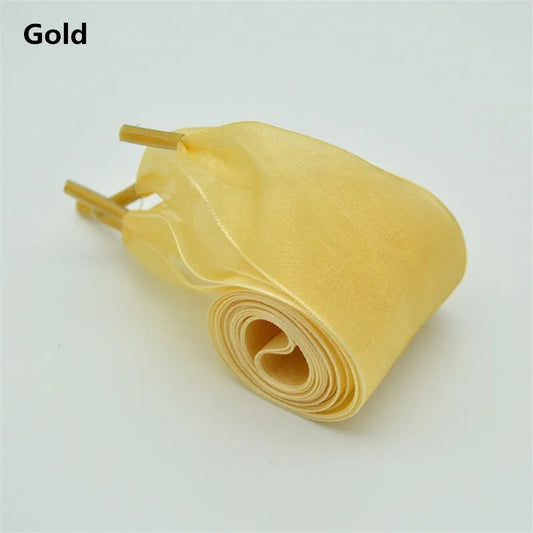 Sneaker Satin Laces Gold Wide 1 Pair