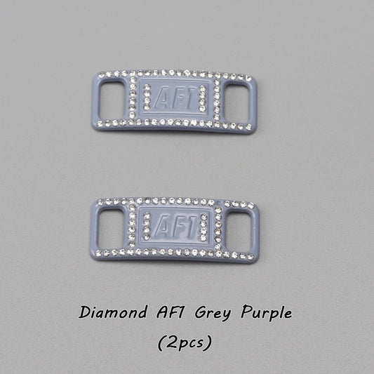 AF1 Shoe Buckle Gray Purple Diamond Metal 2pcs.