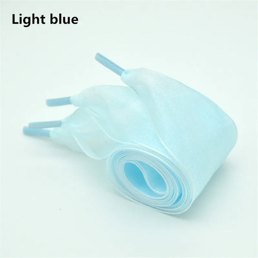 Sneaker Satin Laces Light Blue Wide 1 Pair