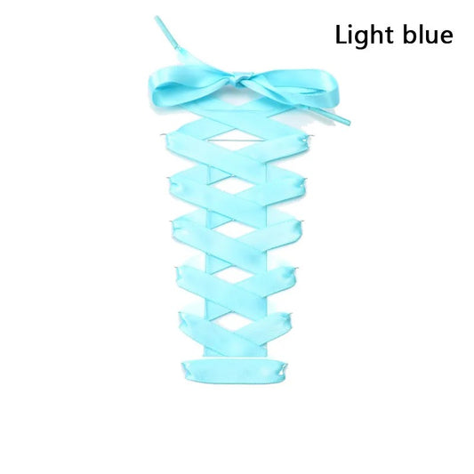 Satin Shoelaces Light Blue 1 Pair