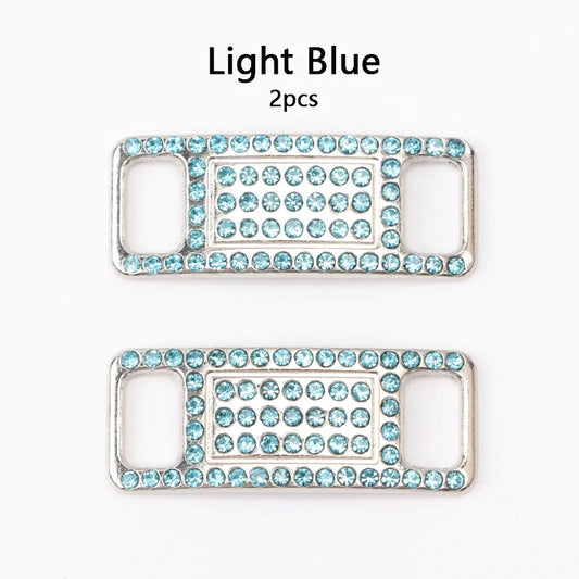 Shoe buckle light blue diamond metal 2 pieces