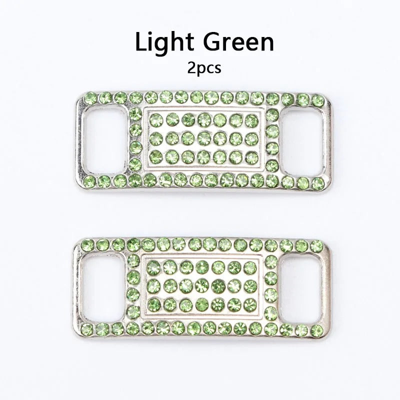 Shoe buckle light green diamond metal 2 pieces