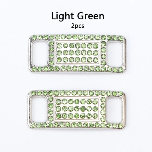 Shoe buckle light green diamond metal 2 pieces