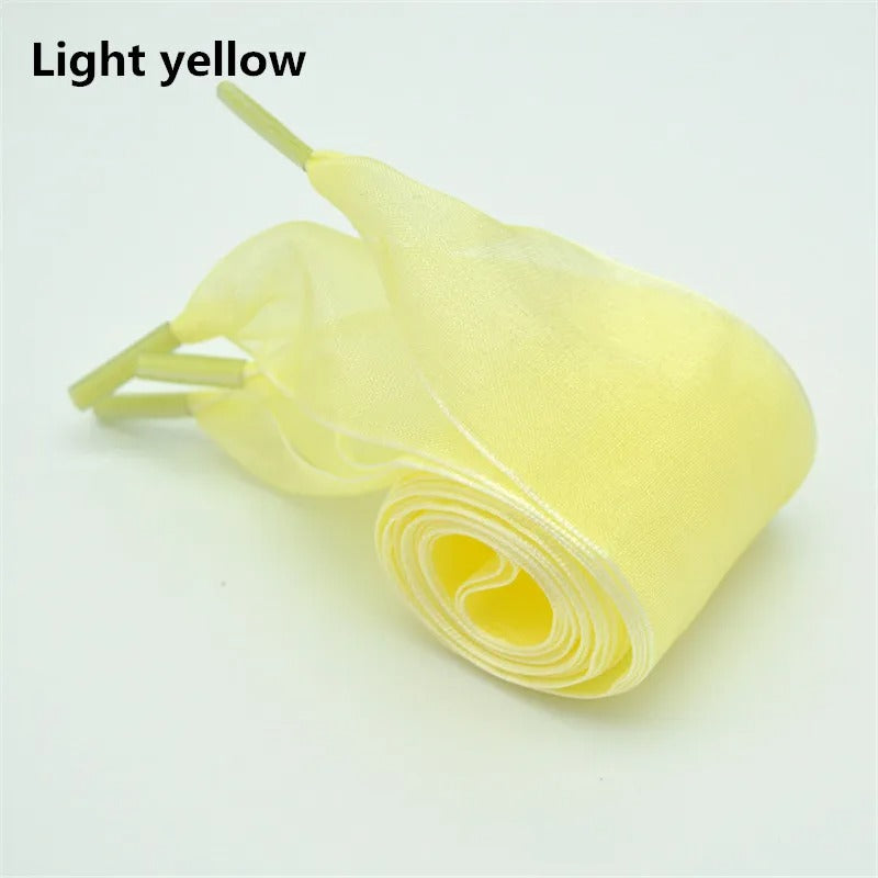 Sneaker Satin Laces Light Yellow Wide 1 Pair