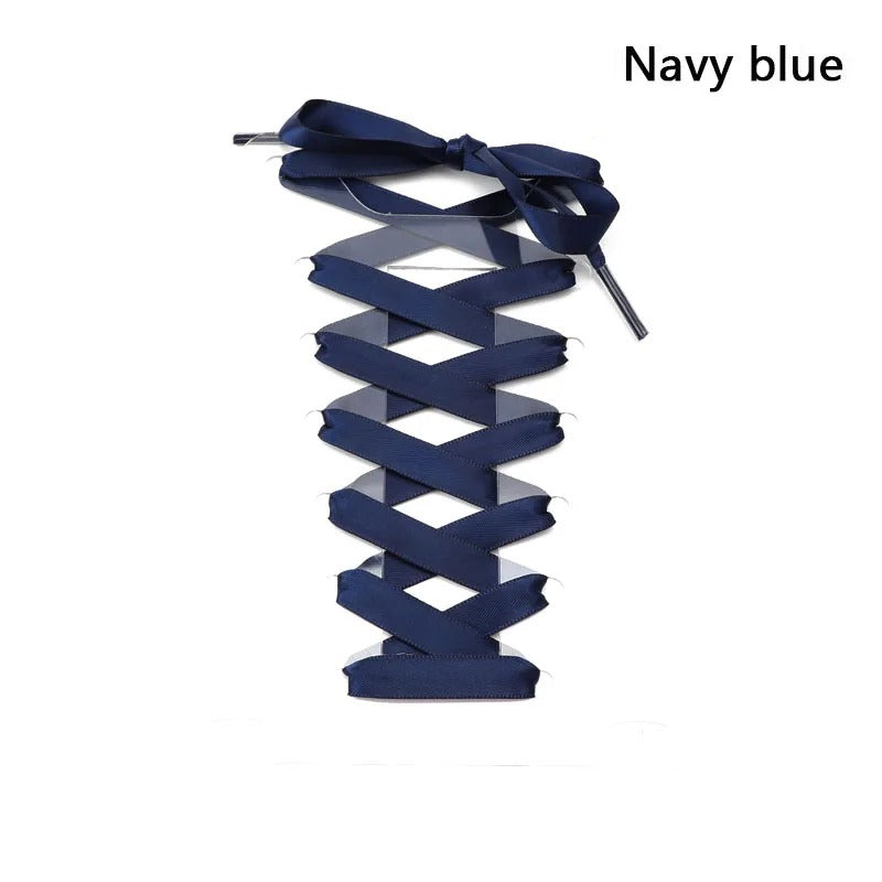 Satin shoelaces dark blue 1 pair