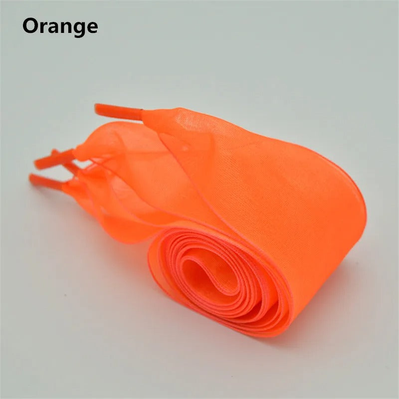 Sneaker Satin Laces Orange Wide 1 Pair