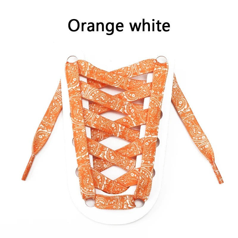 Shoelaces Orange White Bandana 1 Pair