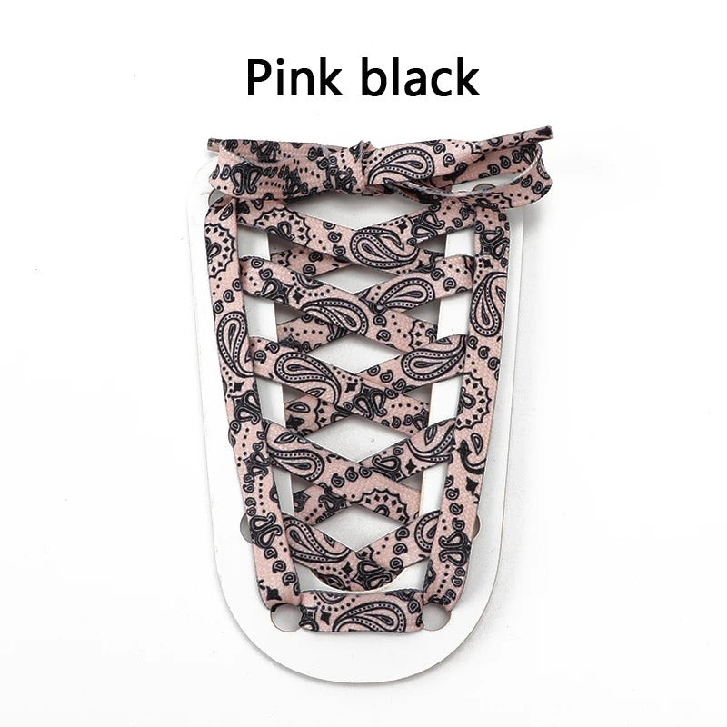 Shoelaces Pink Black Bandana 1 Pair