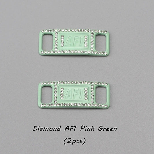 AF1 Shoe Buckle Pink Green Diamond Metal 2pcs.