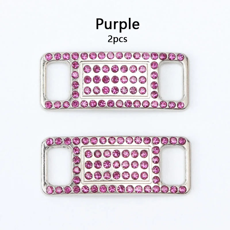 Shoe buckle purple diamond metal 2 pieces