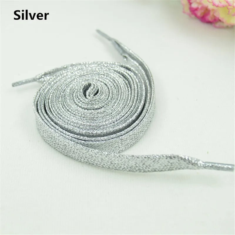 Shoelaces Glittering Silver 1 Pair