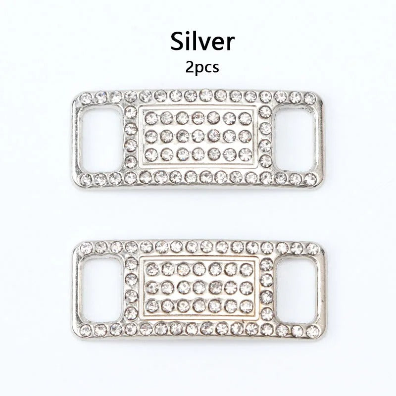 Shoe buckle silver diamond metal 2 pieces