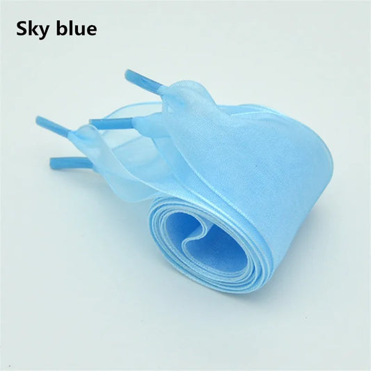 Sneaker Satin Laces Light Blue Wide 1 Pair