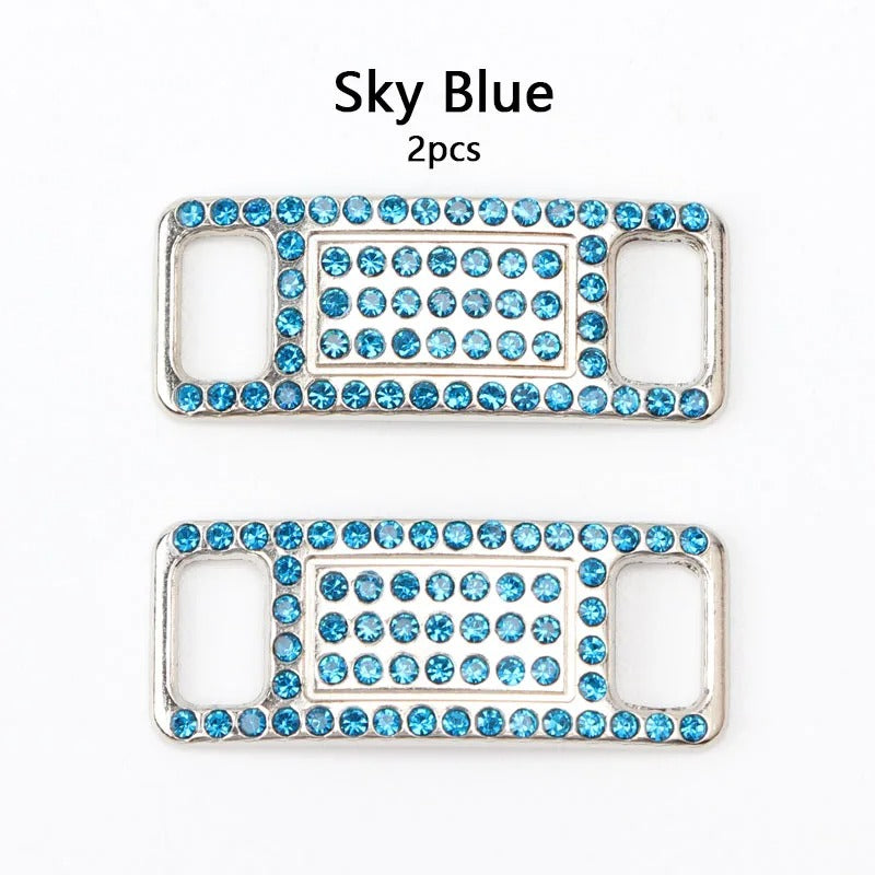 Shoe buckle blue diamond metal 2 pieces