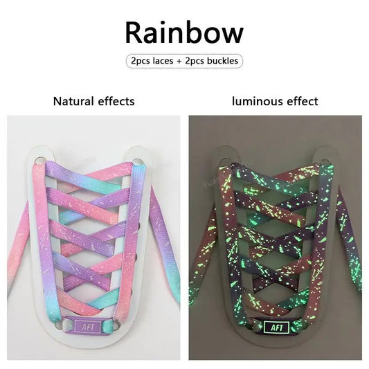 Shoelaces + AF1 Tag Rainbow Spots Glow in the Dark 1 Pair 140cm